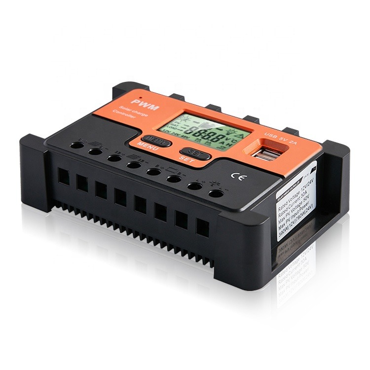20amp/30amp PWM Solar Charge Controller 12V 24V Car LCD Display Intelligent Battery Controller for Lead Acid, Lithium. 