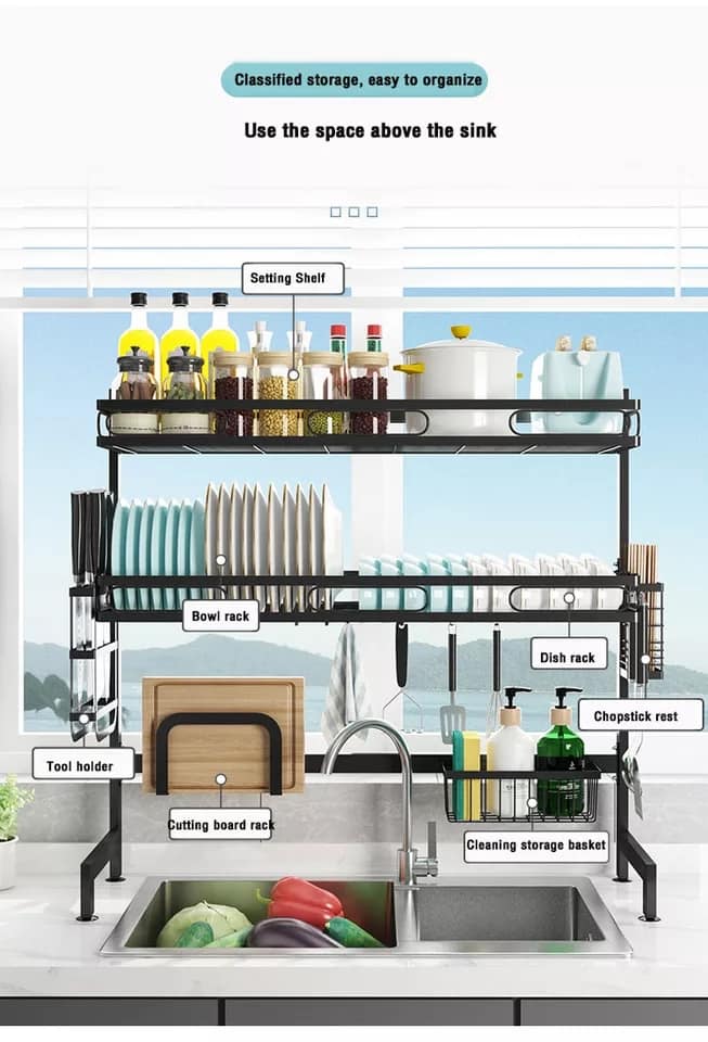 Double Layer High-Quality Sink Rack - Optimize Your Sink Space With This Sturdy Rack. 