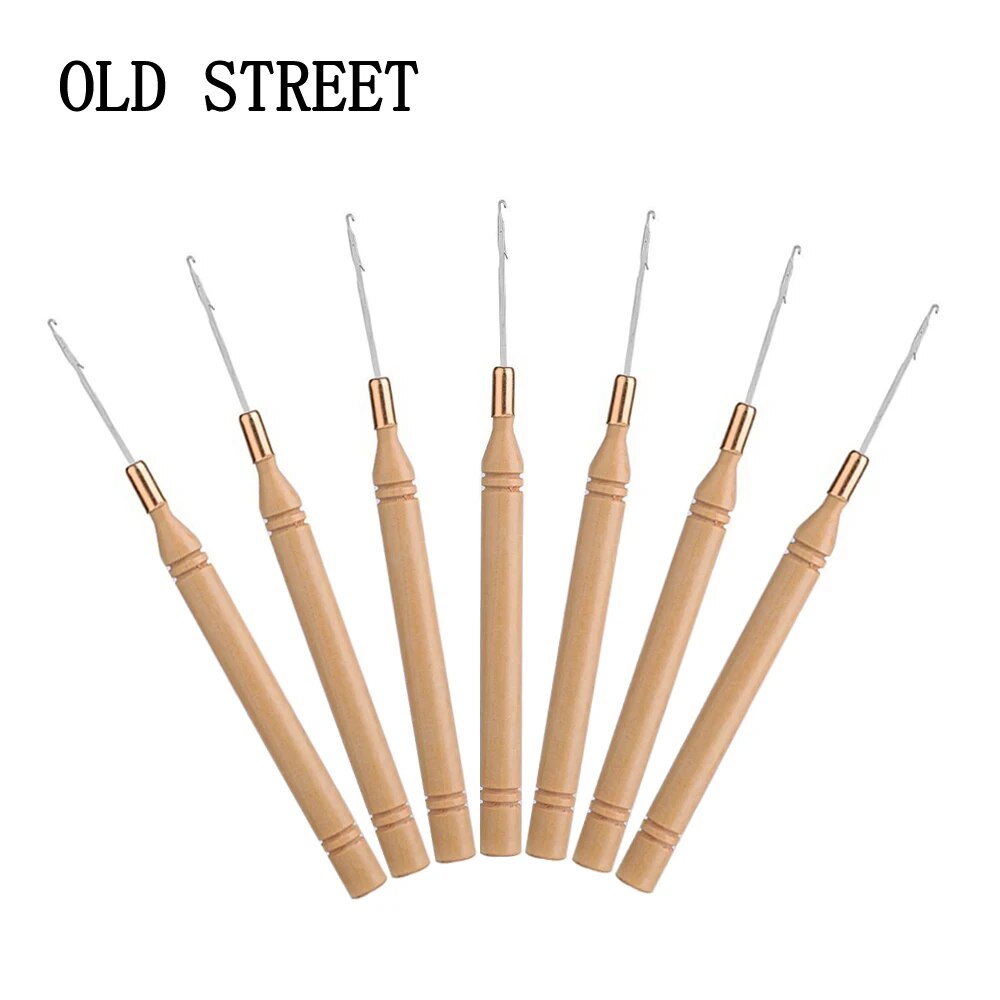 Handle Crochet Knitting Wooden Handle Hooks Needles Set Soft Weave Making Wigs For Hair Extensions Tools Deadlock Braid Hair