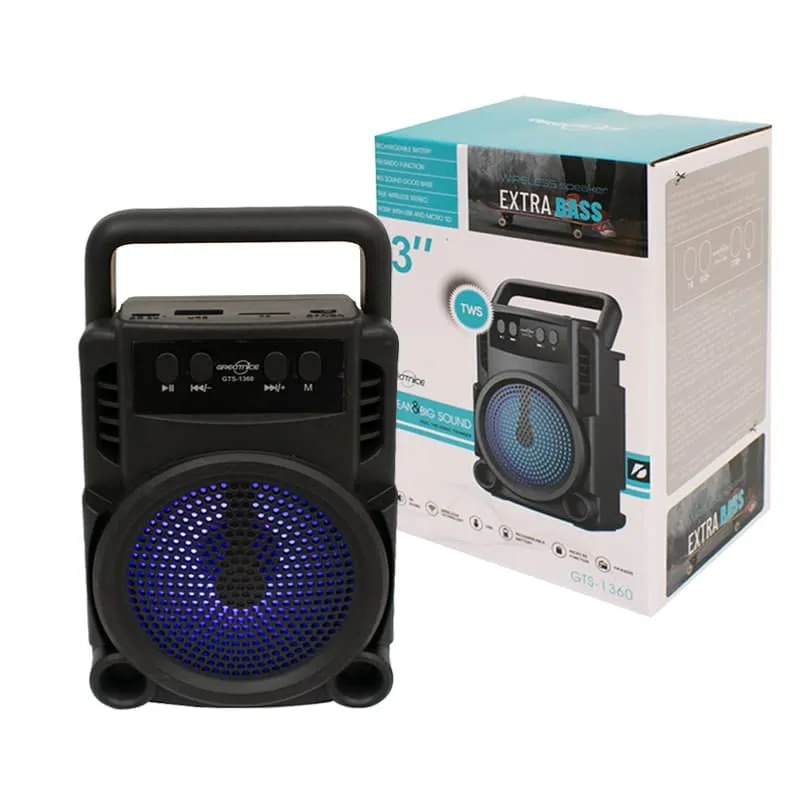 GREATNICE GTS-1360 USB, TF Card & FM Radio Supported Wireless Speaker With Lighting Effects. 