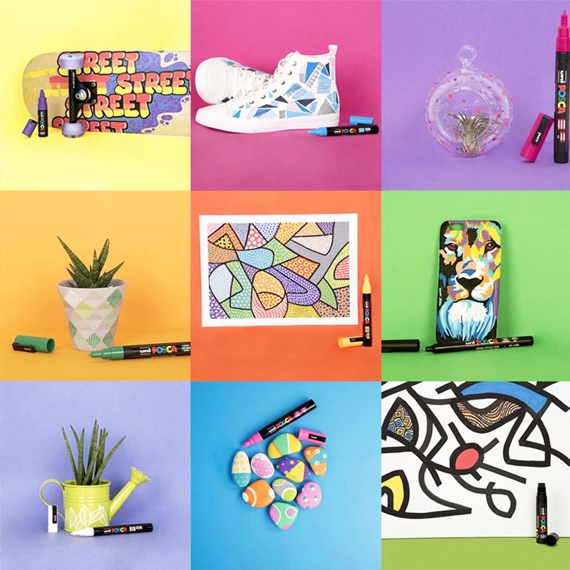 UNI POSCA Marker Pen Set,NEW PACKAGE PC-1M 3M 5M Water Based Color Permanent Acrylic Paint Pen Graffiti Art Supplies rotuladores Amour zii. 