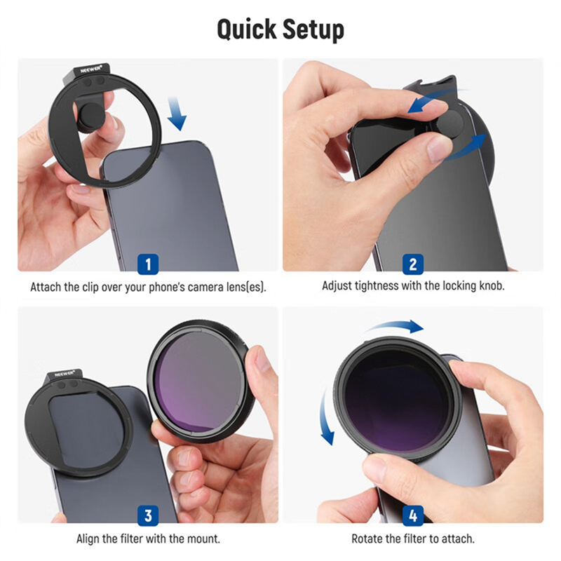 Clip on 67mm ND2-32 Filter Adapter Ring Magnetic Filter for 15 14 13 Pro Max S22 S23 Ultra. 