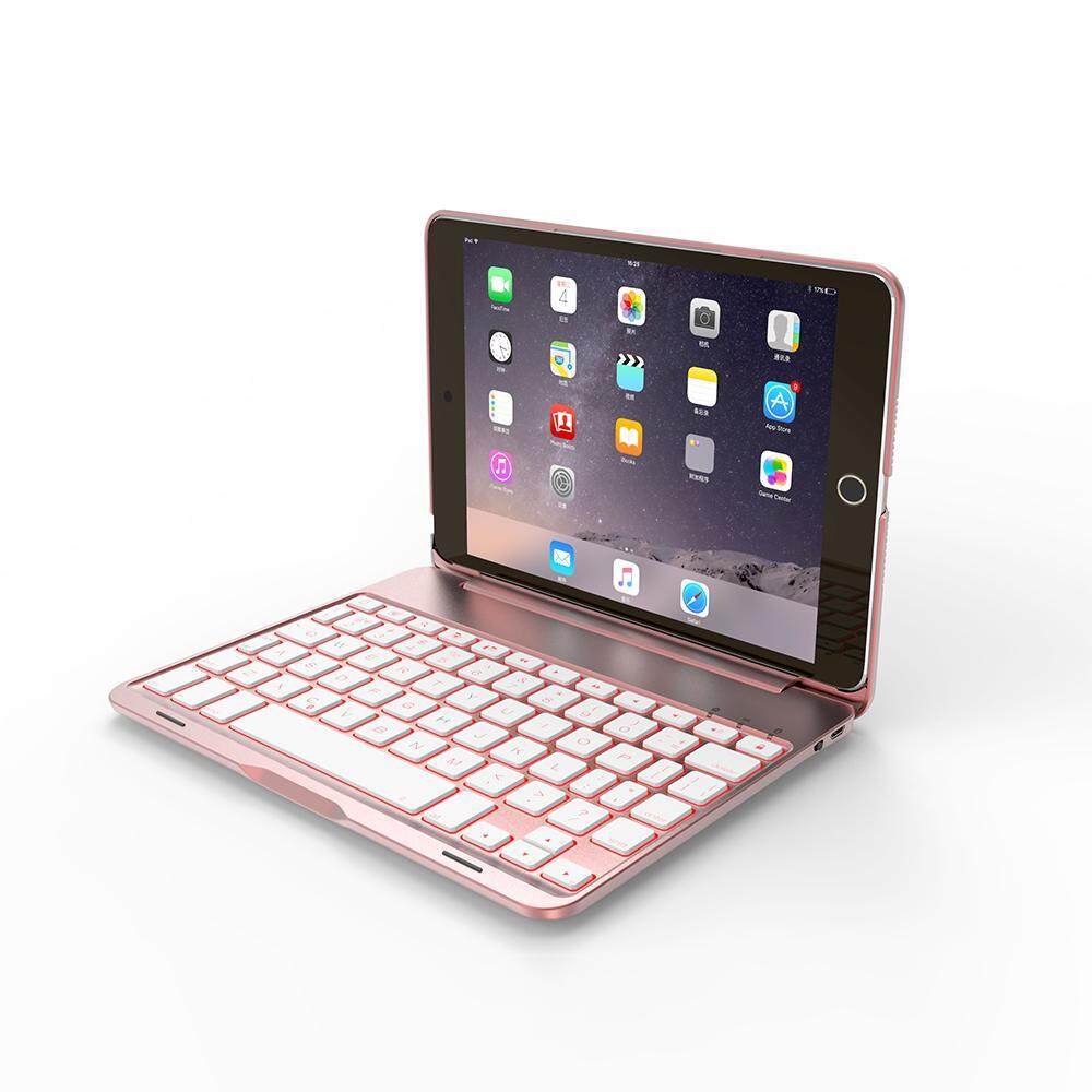 Keyboard Case Apple IPad Mini 1/2/3 7 Colors Folio Backlit Light Colorful Bluetooth Keyboard Case With Executive Multi Function Case For IPad Mini 1/2/3 7.9 Inch (Silver)