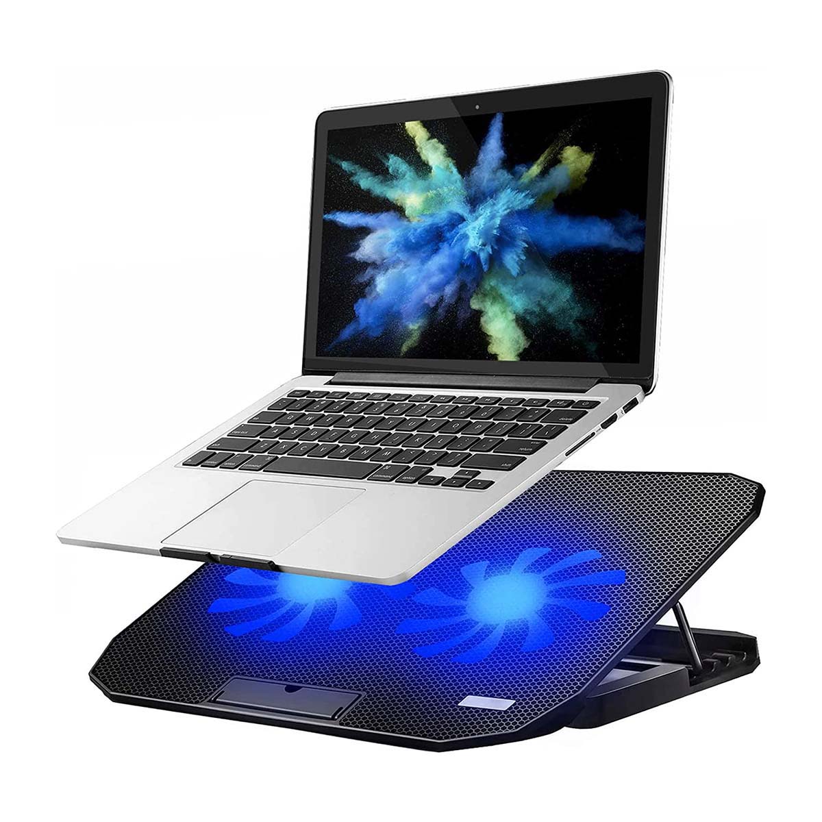 LED Lighting Adjustable Angle USB Laptop Cooler Fan Cooling Stand Bracket Base 2 Cooling Fan Laptop Cooling Pad Notebook Stand. 