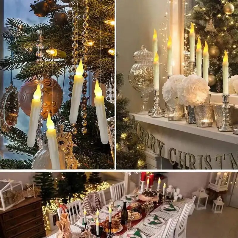 12/20Pcs Harry Burning Candles Potter Magic Flameless Floating Candles with Wand Remote Operated LED Flickering Hanging Candle. 