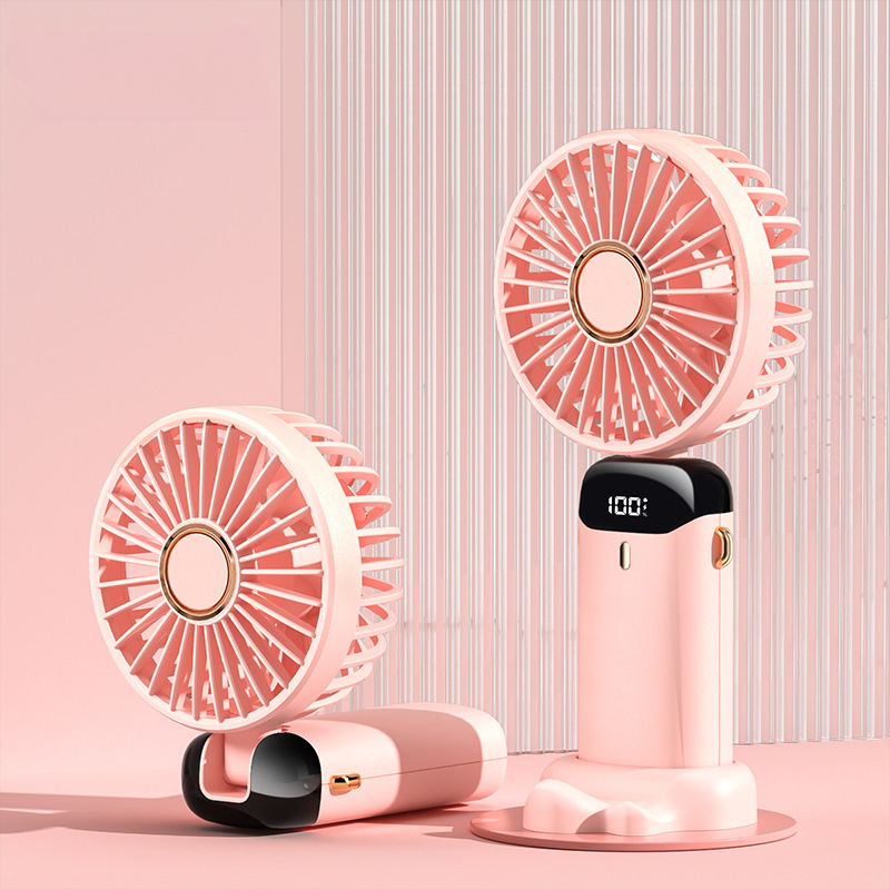 Mini Fan with LED Display Handheld Neck Travel Portable Fan Range 7-20h Summer Cold Air Conditioner USB Charging for Outdoor