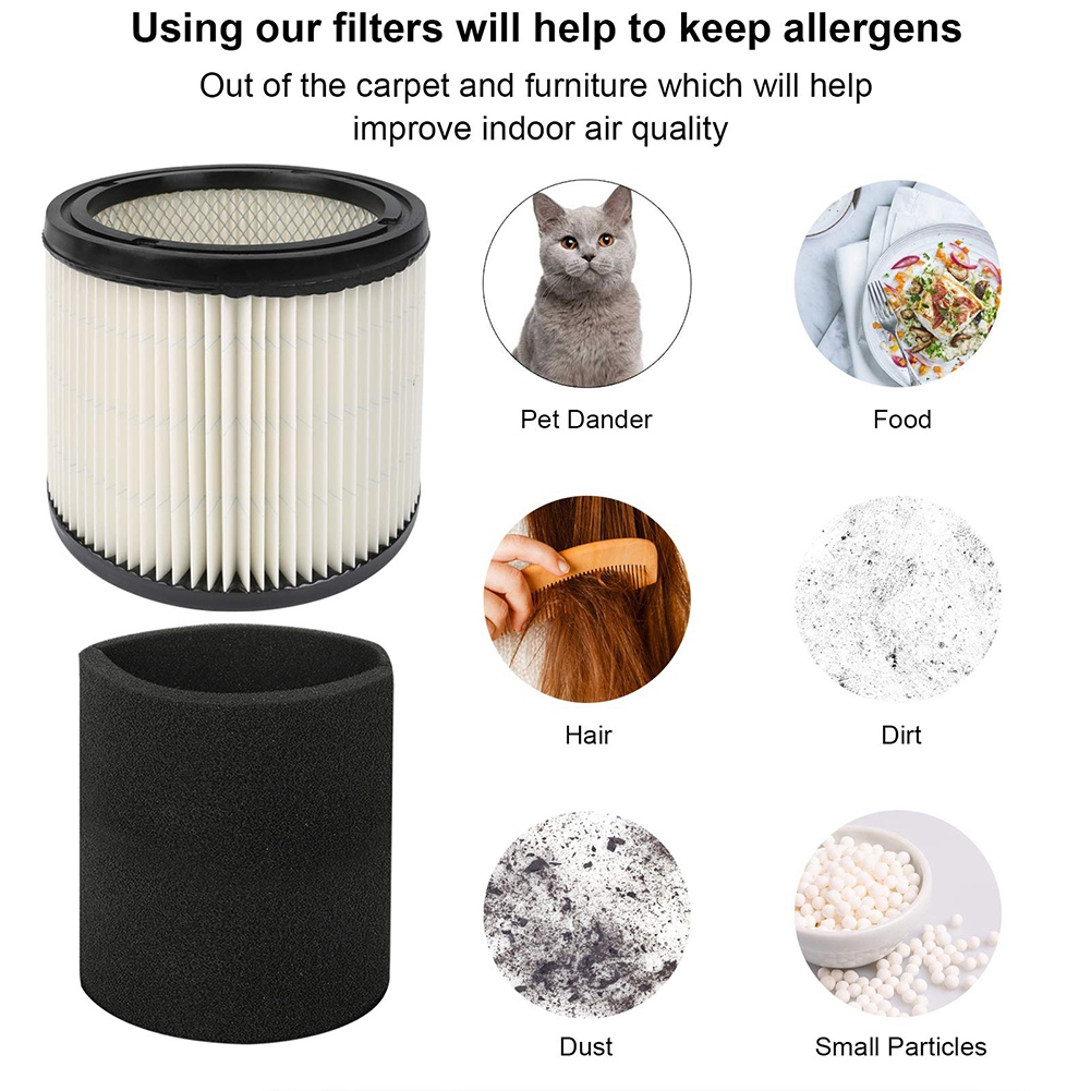 Filter & Foam Filter, Fits 5 Gallon and Up Wet Dry. 