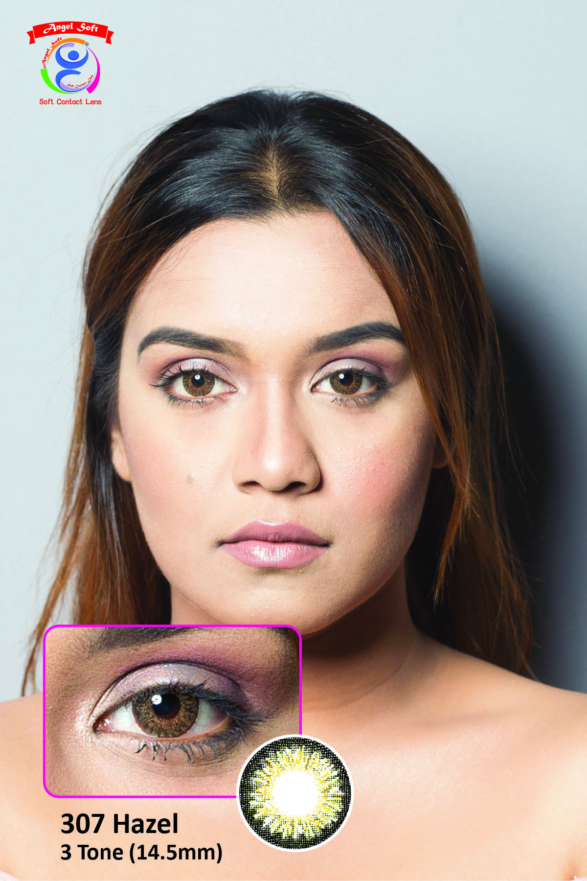 Angel Soft 307 Hazel Contact Lens Angel Soft Color Contact Lenses & Kit Box from protected view for everyday wear with stylish contact lenses #307Hazel