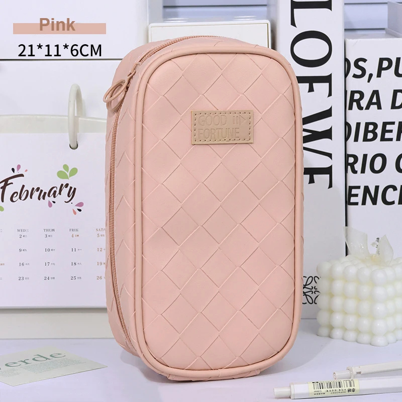 Extra Large Pencil Case Versatile Portable Multi-layer Pen Box Zippered PU Material Pencil Pouch for School Supplies Art. 