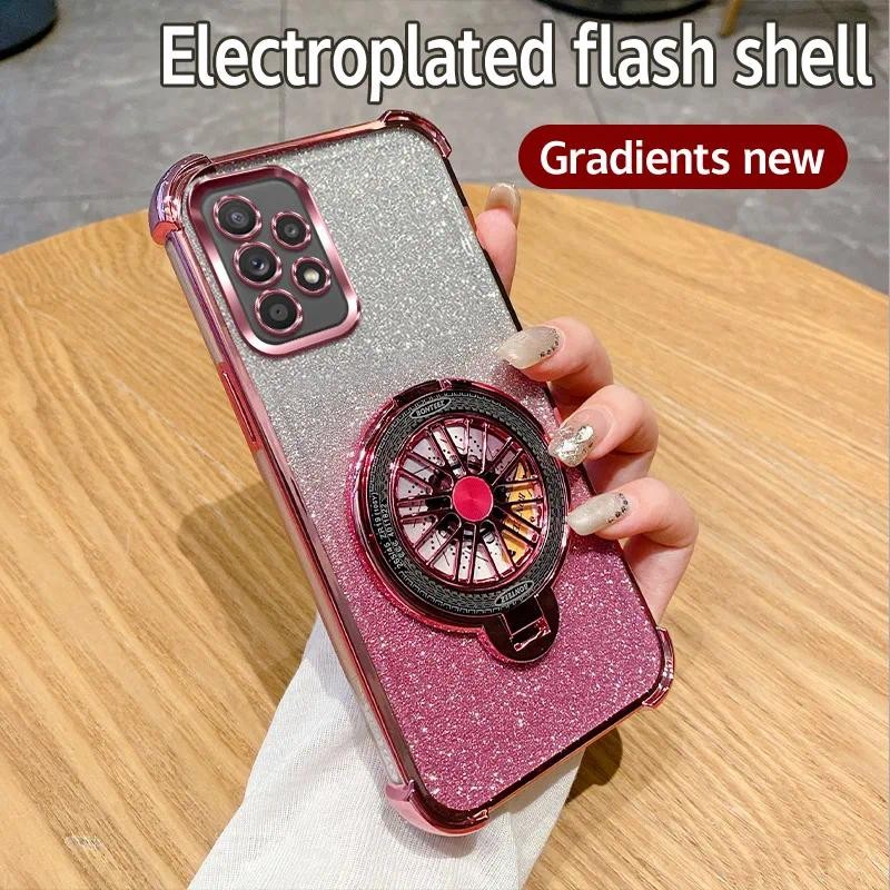 For Samsung Galaxy A23 5G Case Shockproof Electroplated TPU Rotating Gyro Stand Cover Phone Casing For SamsungA23 5G Back cover. 