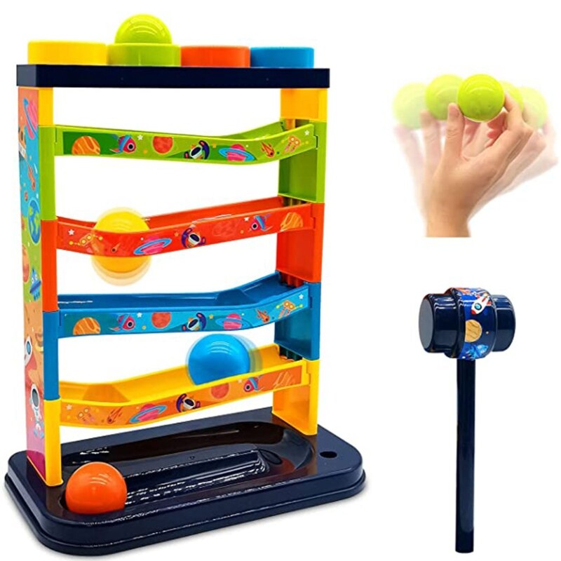 Table Play Toy Plastic Hammer Track Slide Ball Game Brain Training Portable Table Game Creative Baby Gift. 