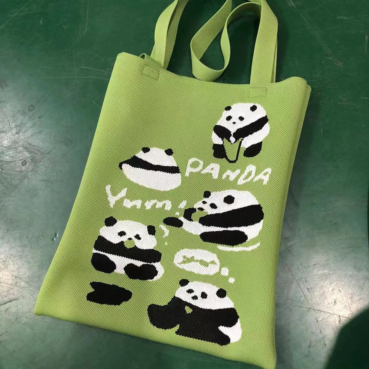 2023 back panda new product large and versatile student large-capacity quartle bag shoulder bag knitted bag hand bag. 