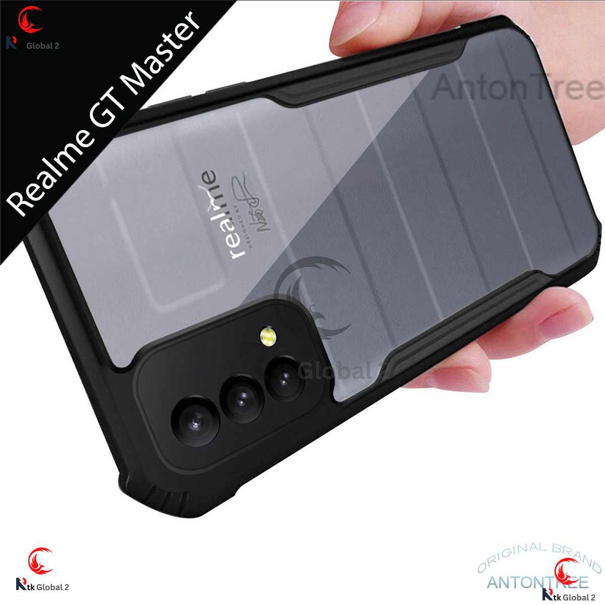 Custodia Trasparente Per Realme GT Master Edition | Ultrasottile, Doppio Strato PC+TPU, Antiurto, Verde - 4