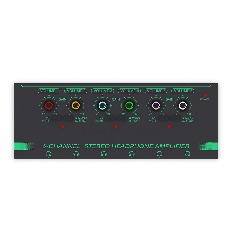 1 Piece 6 Channels Stereo Headphone Amplifier Audio Interface Low Noise Sound Mixer Black Recording Studio Monitor for Guitar Bass