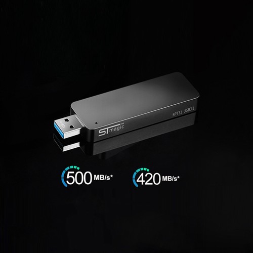 STmagic SPT31 256G Mini Portable M.2 SSD USB3.1 Solid State Drive Read Speed 500MB/s - Gray. 
