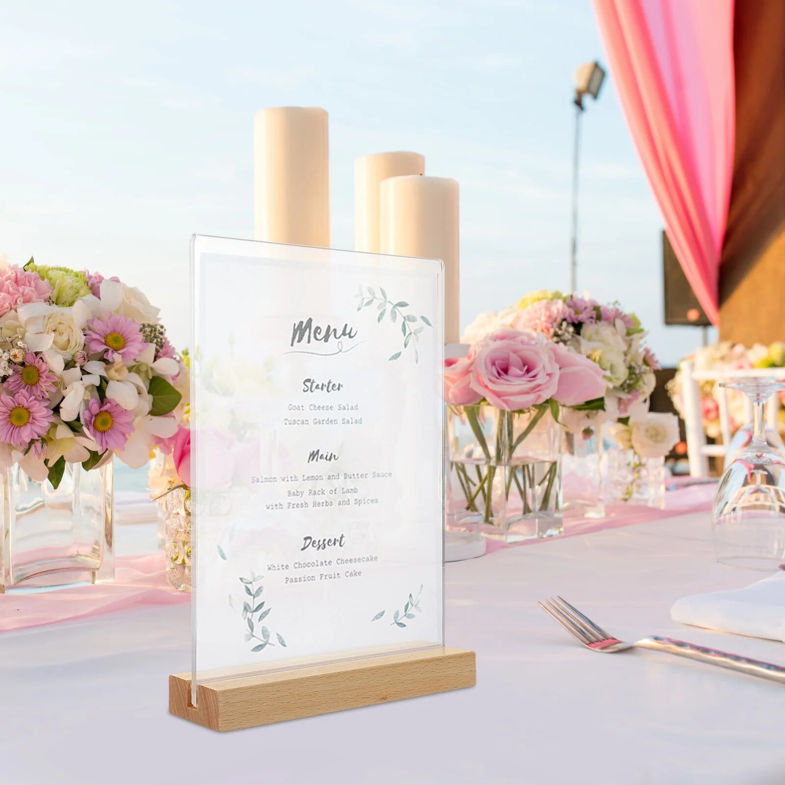 Menu Sign Holder Acrylic Table Rack Picture Frame Stand Poster Stands Display Base L-shaped. 
