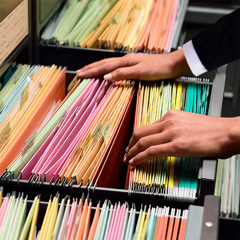 120 Sets Multicolor Hanging File Folder Tabs with Blank Inserts. 