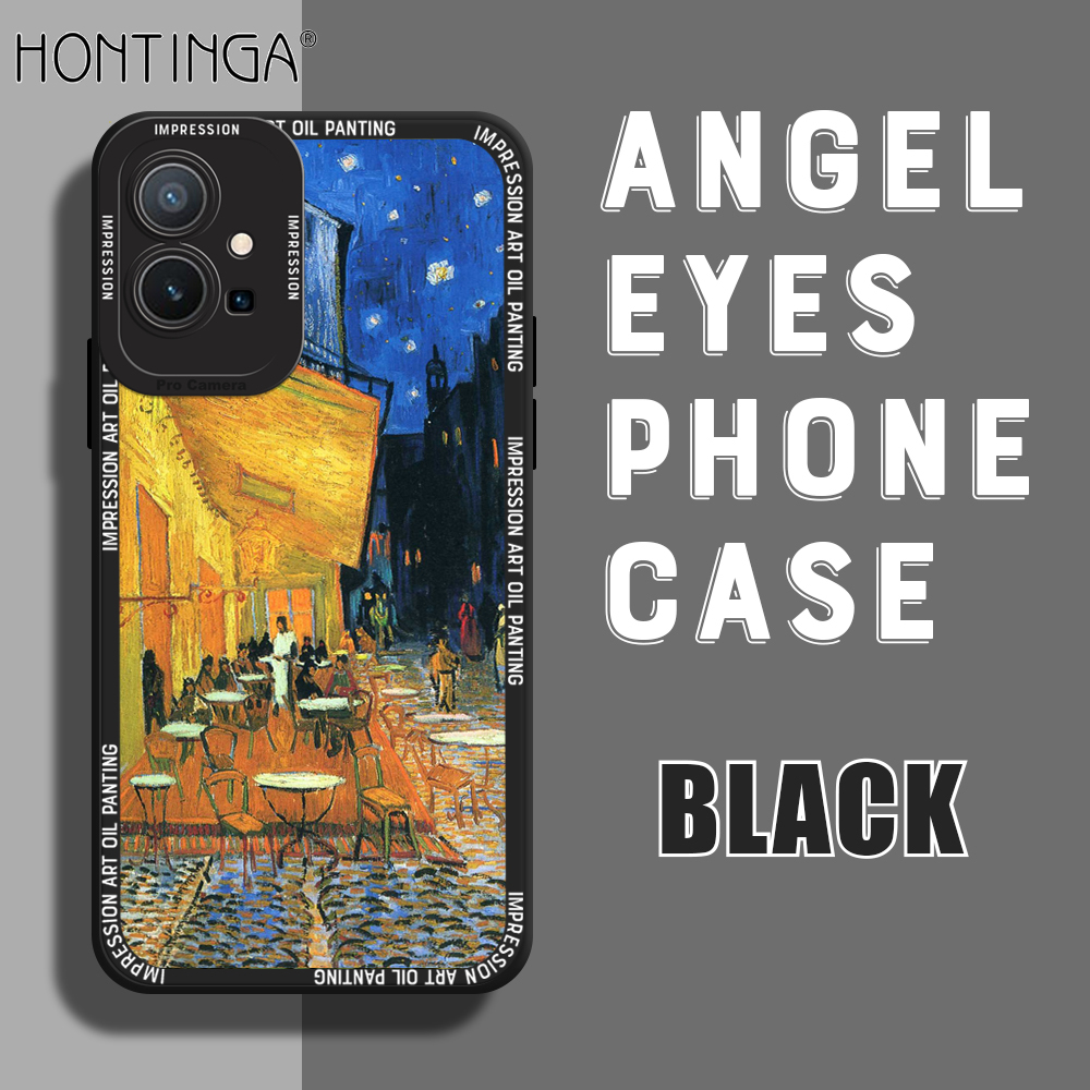 Hontinga for Vivo Y75 Y55 5G Back Cover Oil Painting Fashion Case Camera Protection Soft Silicone TPU Phone Cases