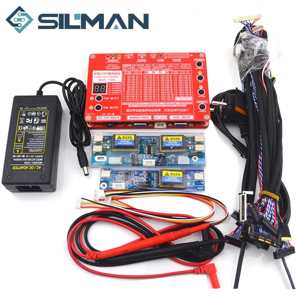 Silman Eighth T-80S Generation LCD Panel Laptop TV LED LVDS TESTER Tool Kit Support 7 -84 Inch LVDS Interface Cables Inverter