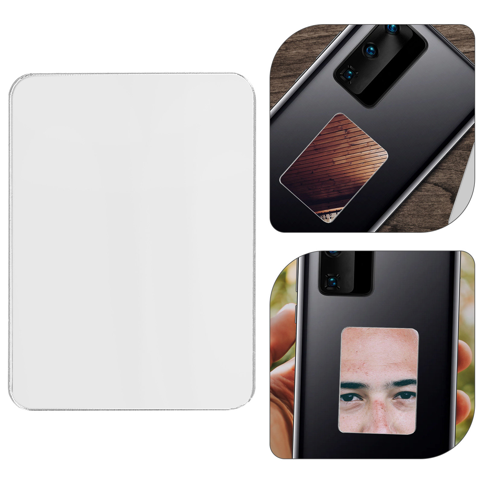 2Pcs Mobile Phone Case Self-Adhesive Lens Sticker Portable Makeup Small Mirror Mirror Sticker Mirror Decal For Smartphone