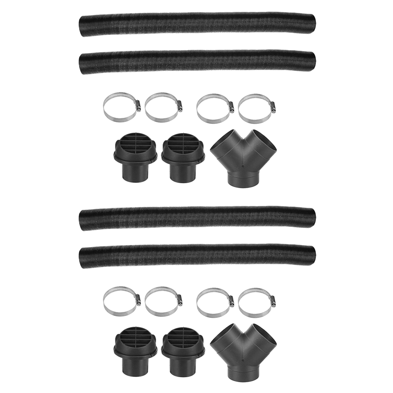 2X, 75mm Car Auto Heater Pipe Duct Y Piece m Air Outlet Vent Hose Clips Set for Parking Heater Webasto Eberspacher