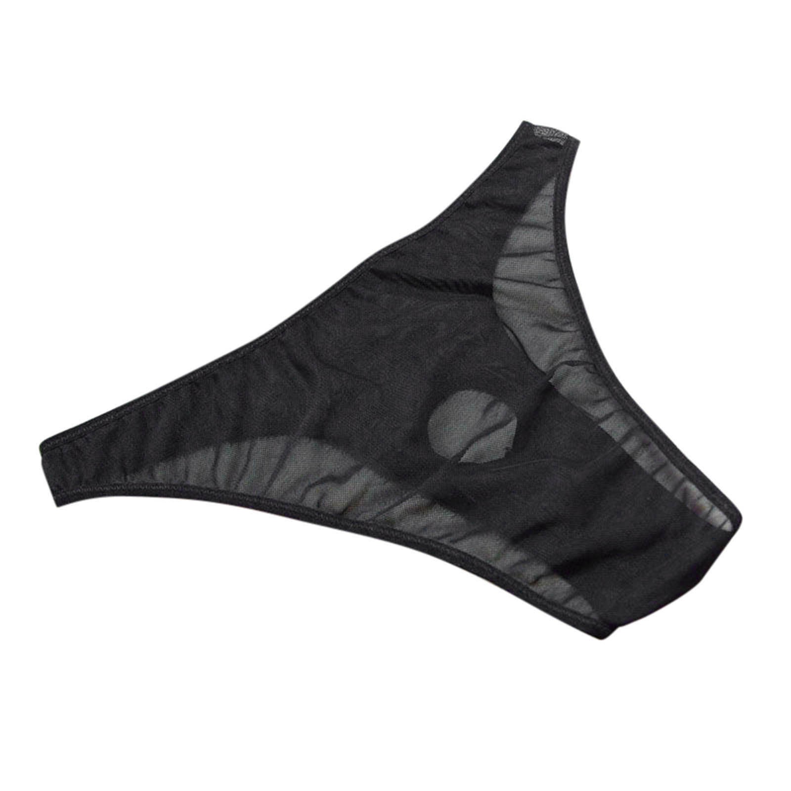 Lingerie Men Mesh Underwear Briefs Open Front simple Pouch Hole Out Transparent Panties Underpants. 