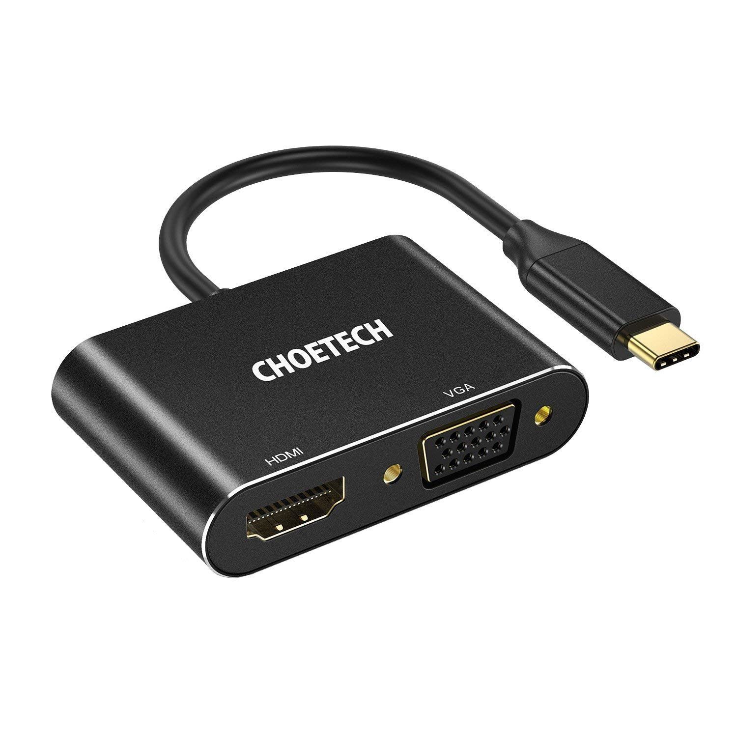 CHOETECH HUB-M17 USB C to HDMI VGA Adapter, USB-C Type C to HDMI 4K+VGA Adapter 3 Pro/ 9. 