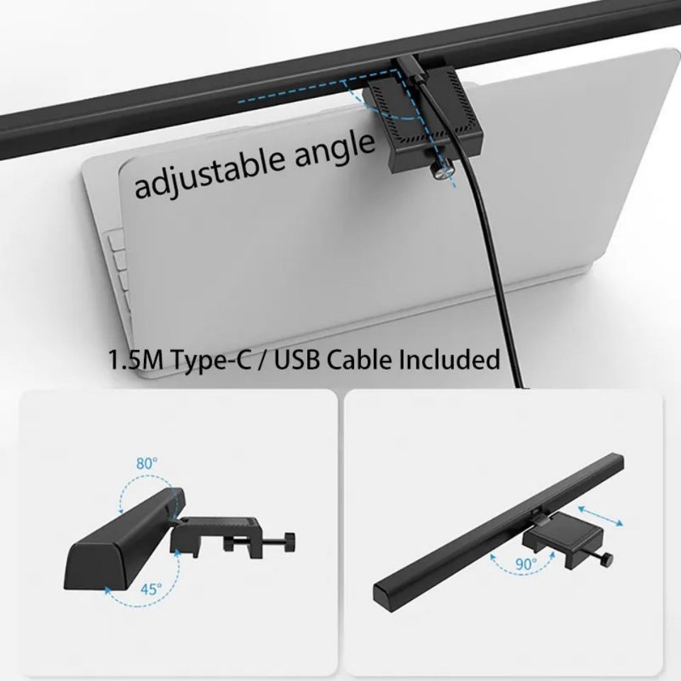 Eye-Care Desk Lamp 50cm LED Computer PC Monitor Screen Clip Light Bar Stepless Dimming Reading USB Powered Hanging Table Lamps. 