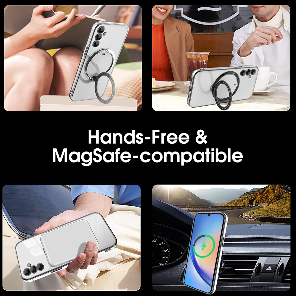 For Samsung Galaxy A34 5G Ring Stand Ultra Thin Drop Proof Case For SamsungA34 GalaxyA34 Plating Magsafe Bracket Back Cover Fingerprint Resistance. 