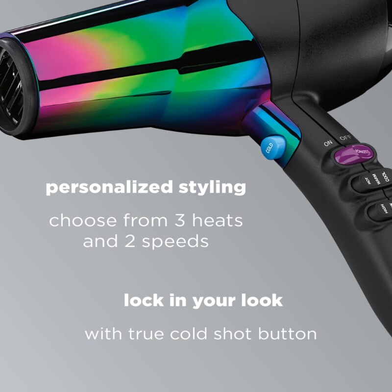 InfinitiPRO by Conair Ionic Hair Dryers, Rainbow with Concentrator and Diffuser 490R. 