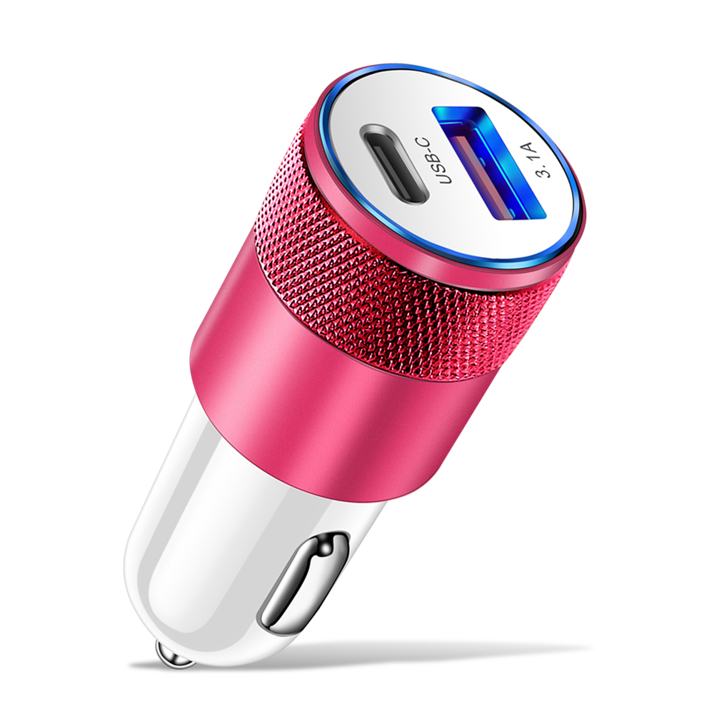 68W Dual USB Type C Car Charger Metal Auto PD Charger Adapter Fast Charging USB C Charger For CellPhone in Car For iPhone 13 12. 