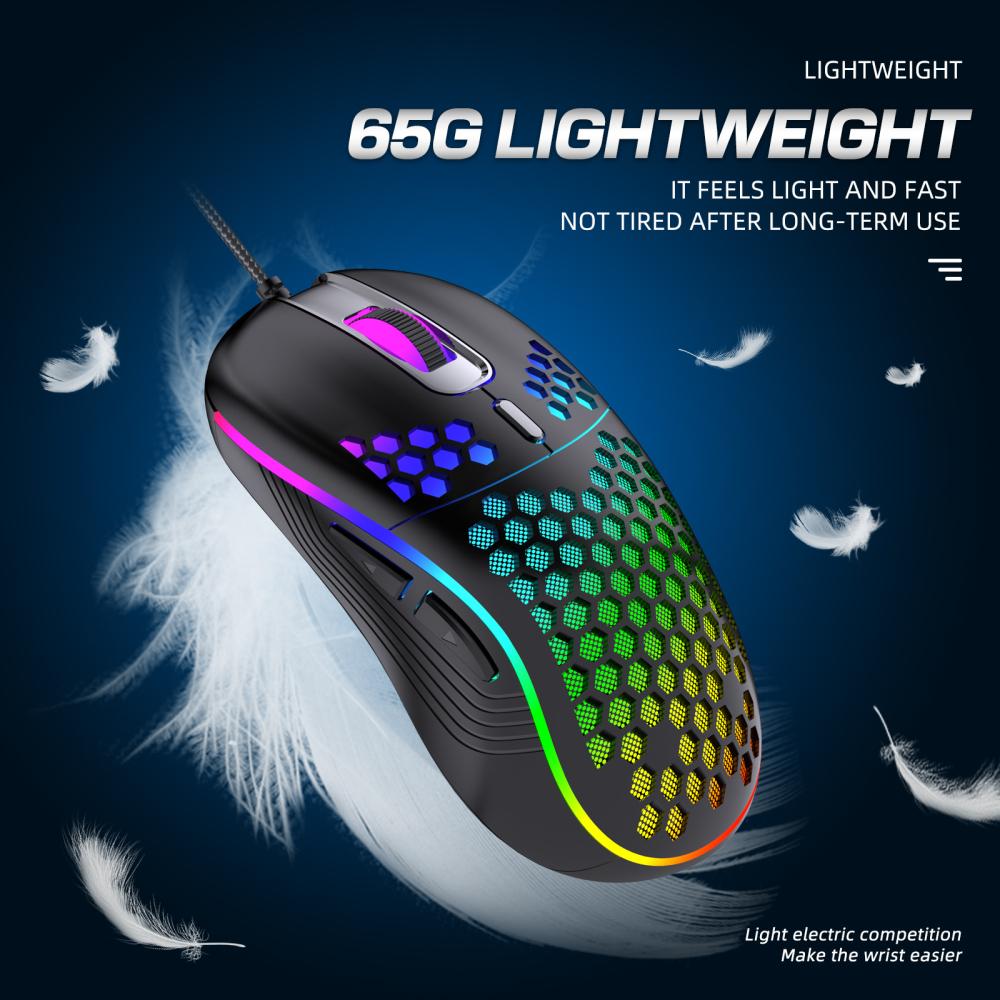 （NEW）Lightweight RGB Gaming Mouse 7200DPI Ergonomic Mice with Ultra Weave Cable For Computer Gamer. 