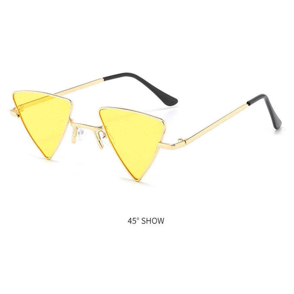 Small Size Triangular Punk Sunglasses Retro Y2k Style Metal Frame Hippie Triangular Shades Colorful Lens Tinted Lens Triangular Eyewear for Costume Parties Streetwear Fashion Music Festivals. 