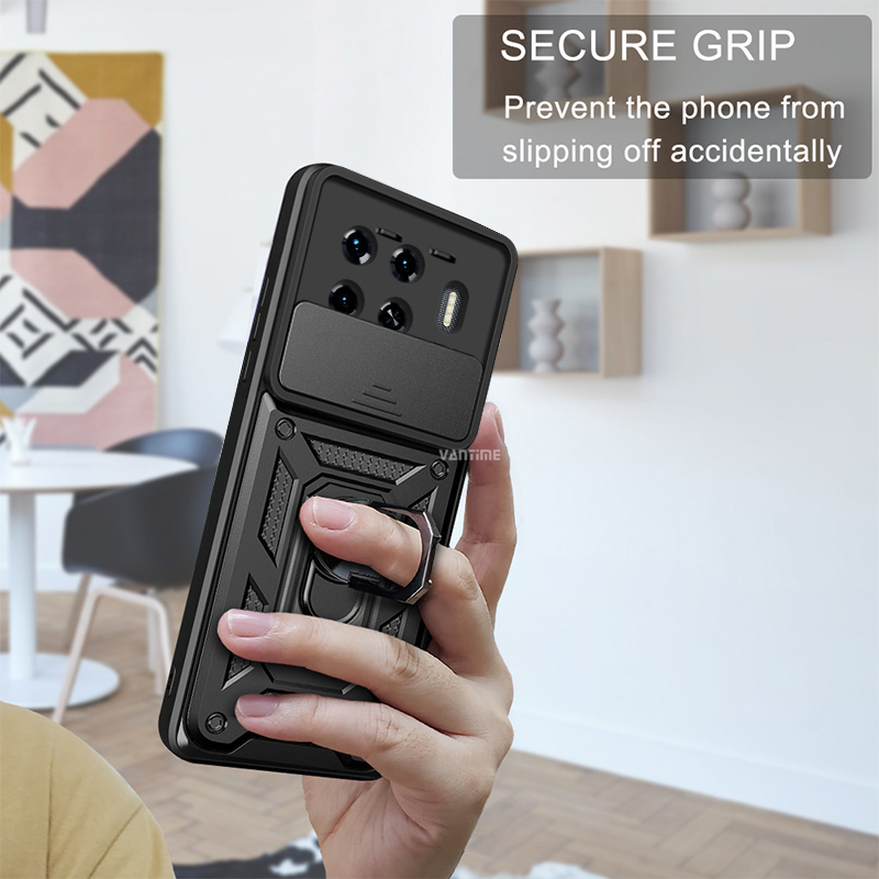 Vantime for Tecno Spark 20 Pro+ Plus 4G Case Hard Sliding Lens Protect Stand Holder Back Cover. 