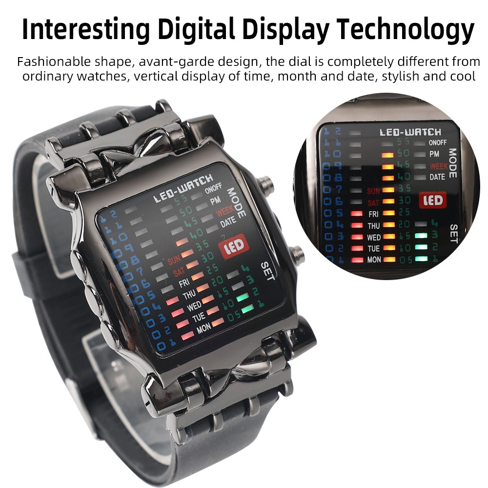 New [uper21]-1Pc Man Binary Electronic WritWatche/ Drop Reitant Lantern Watch/ tudent Fahion port LED Watche. 