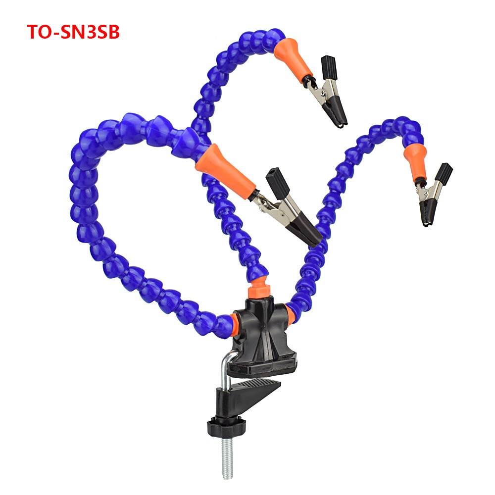 NEWACALOX Tabletop Clamp Base Helping Hands Soldering Third Hand Tool with 3X LED Illuminated Magnifying Glass PCB Board Holder. 