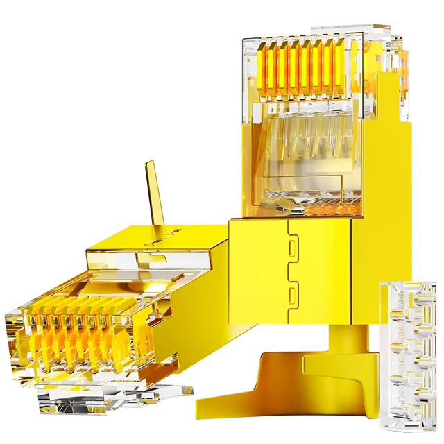 AMPCOM CAT7 RJ45 Connector with Load bar, Two-Piece Suit 10Gbps STP Modular Plug for cat7 CAT6A 23-26AWG Shielded Ethernet Cable. 
