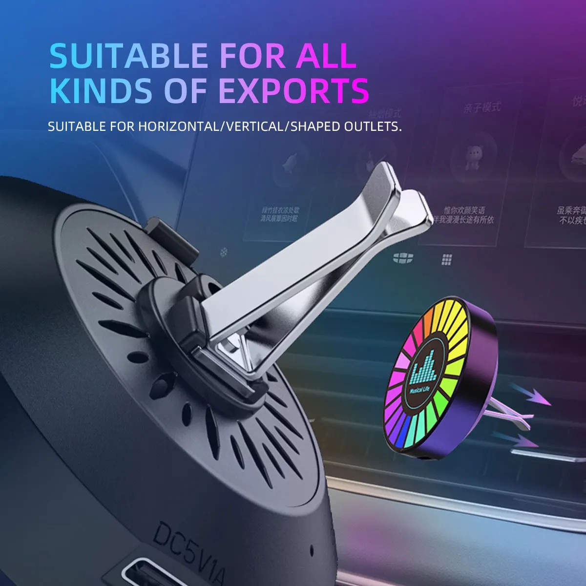Car 256 Colors Music Rhythm Lamp Air Freshener RGB Atmosphere Light Auto Interior Perfume Diffuser Fragrance Accessorie Magnetiz. 