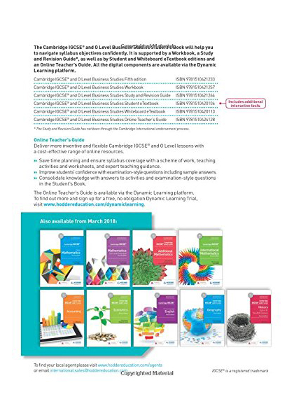 Cambridge IGCSE and O Level Business Studies (5th Edition). 