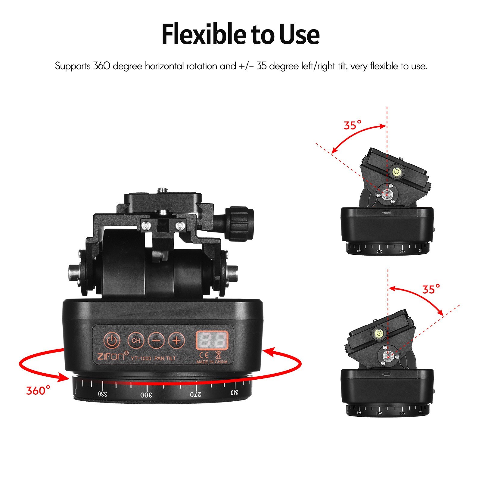 ZIFON YT 000 2.4G Wireless Control Automatic Tripod Head 360 Degree Rotatable Motorized Panoramic Head. 