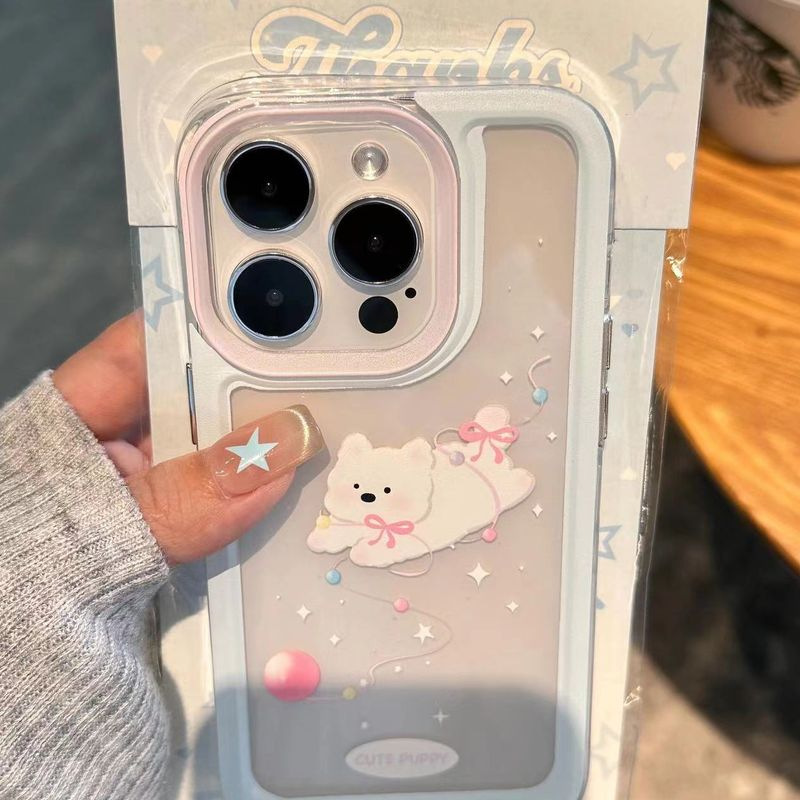 Flying Playing Fur Ball Puppy Suitable for Apple 15plus Anti-Fall 12promax Phone case 14 Transparent 13 Soft xr/7. 
