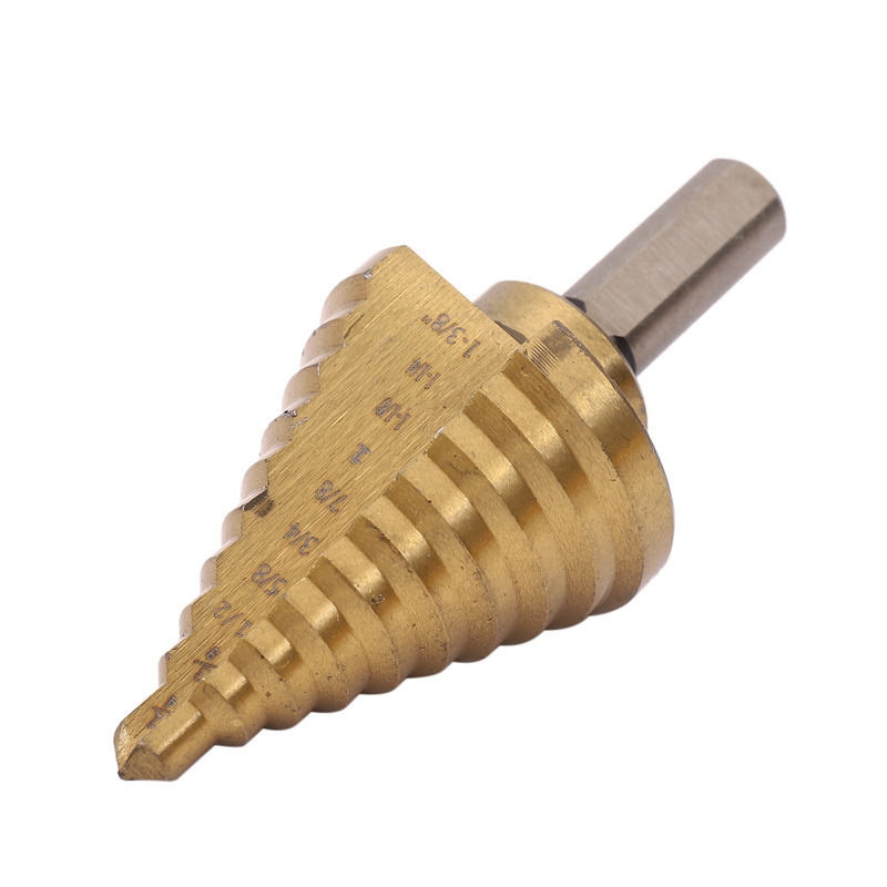 Step Drill Cone Drill Bits, High Speed Steel 10 Steps 1/4 to 1-3/8 inch. 