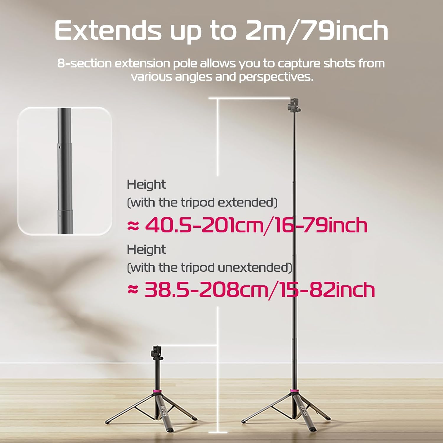 Ulanzi MT-89 2M Extendable Tripod Light Stand w 1/4'' Quick Release Plate Cold Shoe Mount for DSLR Camera Phone Video Light Mic. 