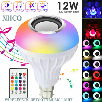 LED Music Bulb Bluetooth4.0 Light Speaker- Multi-color changing E27 12W LED light bulb with Remote Control for Home/Stage. 
