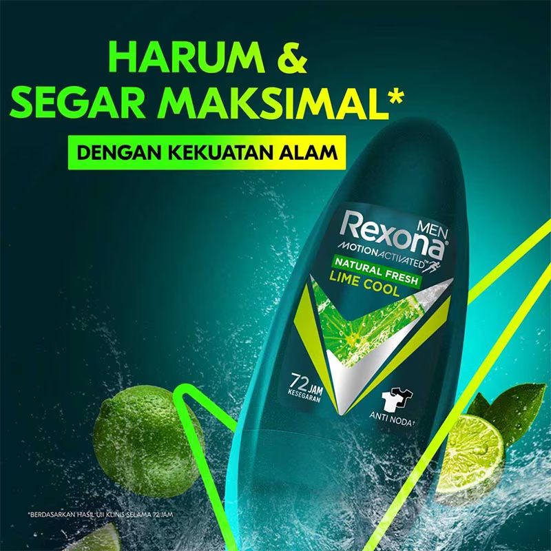 Rexona - Natural Fresh Lime Cool Deodorants Dry Roll On For Men - 45ml. 