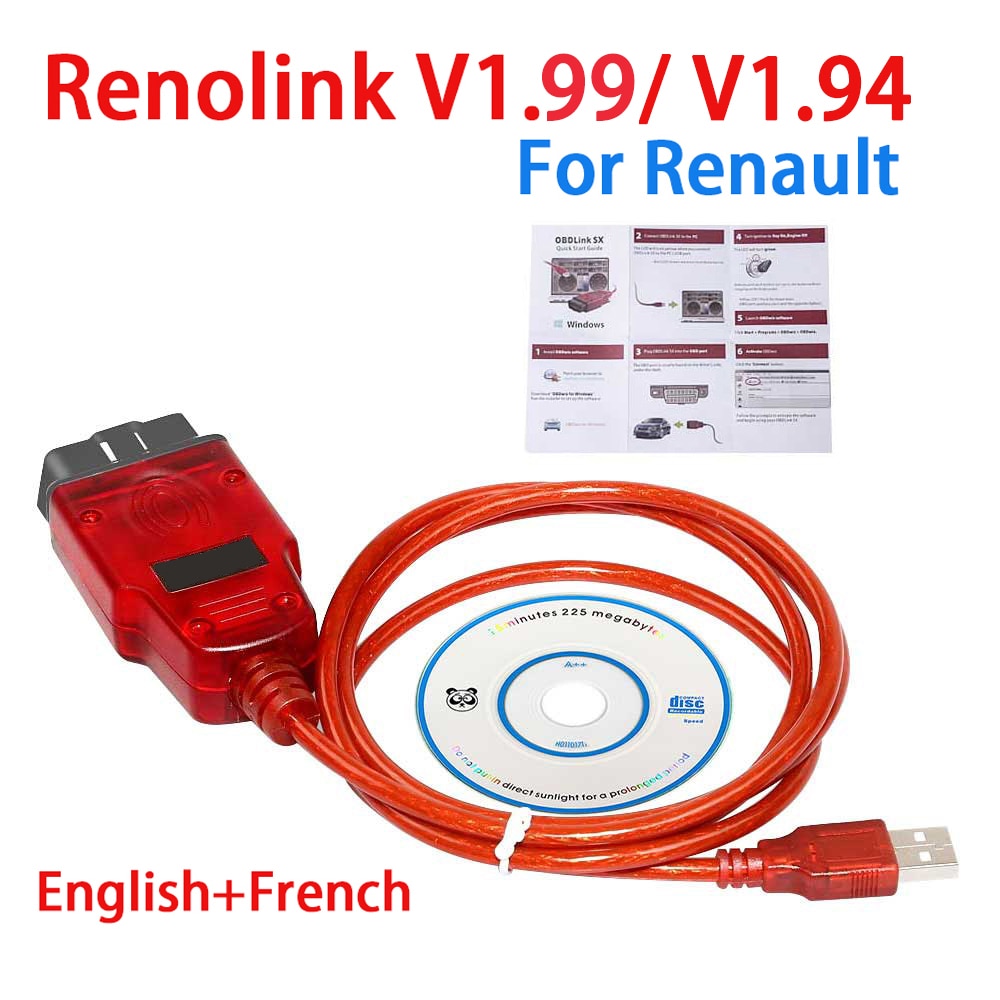 New Renolink V1.87 V1.94 V1.99 ECU Programmer For Renault ECU Resetting Key Coding UCH Match Dashboard Coding OBD2 Airbag Reset. 