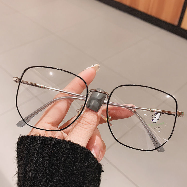 The new Korean version of the student glasses frame female myopia has a prescription anti-blue light metal large frame ins high-value flat glass