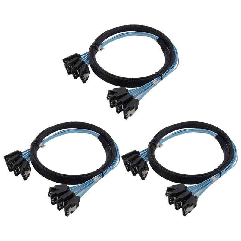 3X SAS Cable Sata Cable High Speed 6Gbps 4 Ports/Set for Server 0.5 Meter. 