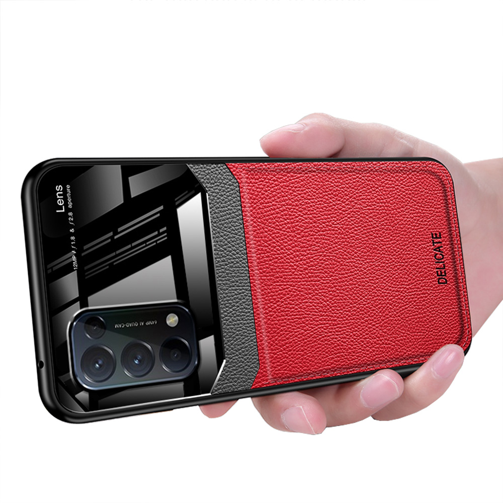 【3C VictoryEagle】Case for Oppo Reno 5G leather mirror tempered shockproof phone cover