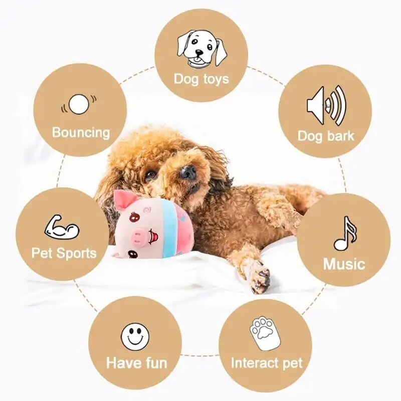 Active Moving Pet Plush Toy Interactive Dog Toy Monster Active Ball Squeaky Moving Ball for Small Medium Dogs to Chase Self Play. 